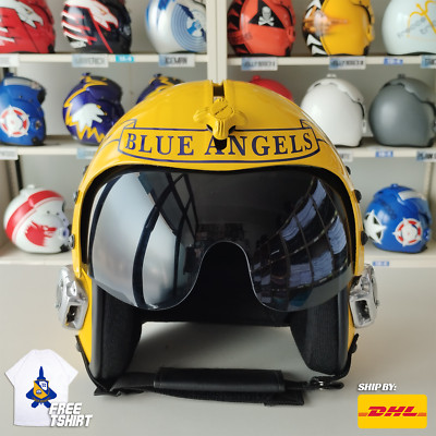 THE BLUE ANGELS HGU-33 FLIGHT HELMET MOVIE PROP PILOT AVIATOR USN CHROME + T-...