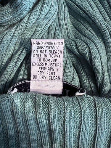 Alfani Women's Size L Green Ribbed Sweater 100% Silk - Picture 6 of 6