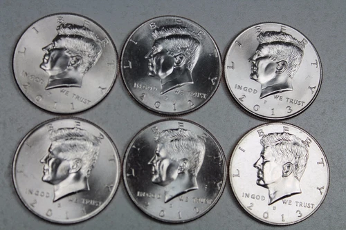 2011 2012 2013  P & D Uncirculated Kennedy Half Dollar Mint Roll Set 2011-2013