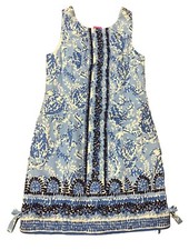 Lilly Pulitzer Mila Stretch Shift Dress Womens 8 Blue Turtley Awesome Cotton NEW
