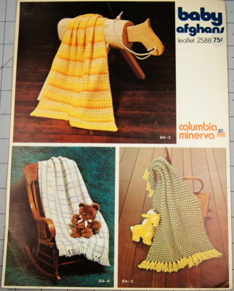 BABY AFGHANS Knit Crochet Leaflet by Columbia Minerva #2588 4 Patterns - Image 2 of 2