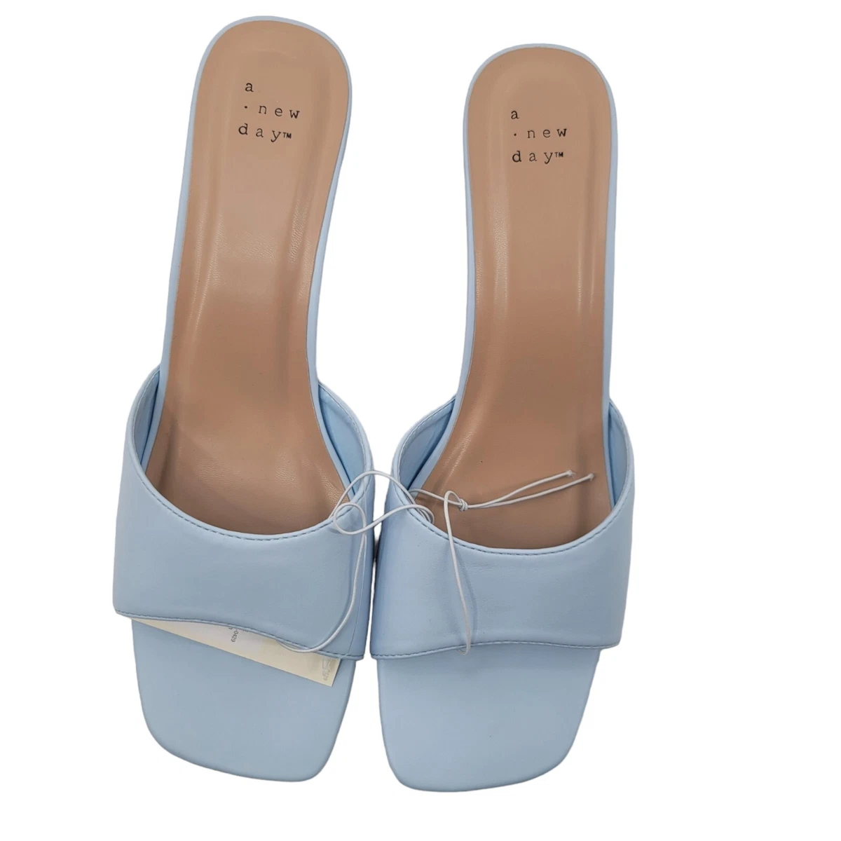 Blue Mule Heels Sandals Open Toe New Day Comfy Slip On Work Shoes