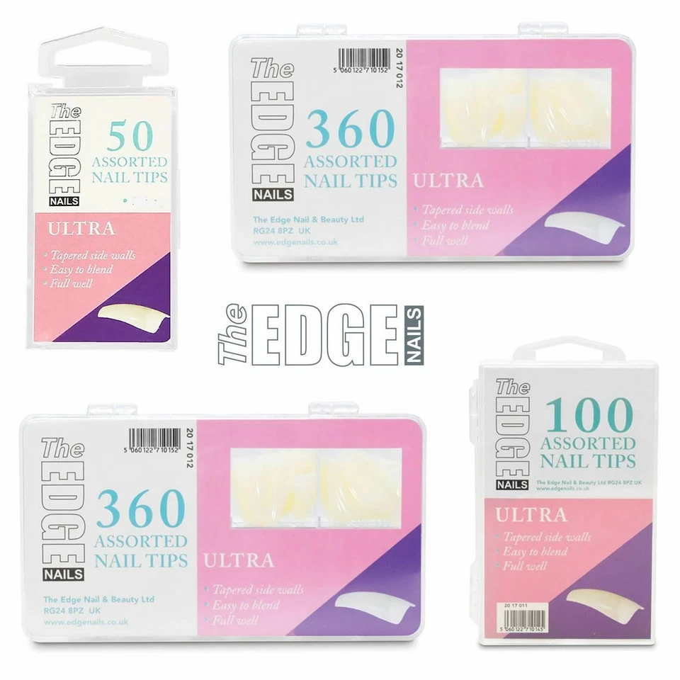 The Edge Ultra Nail Tips Full Well Tapered in Refill 50's 100 & 360 Masterpack