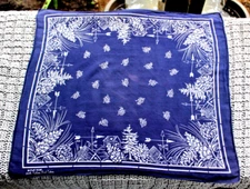 Vintage 1930's 40's WPL 9939 Blue Bandana Pine Cones Trees Weather Vanes Houses