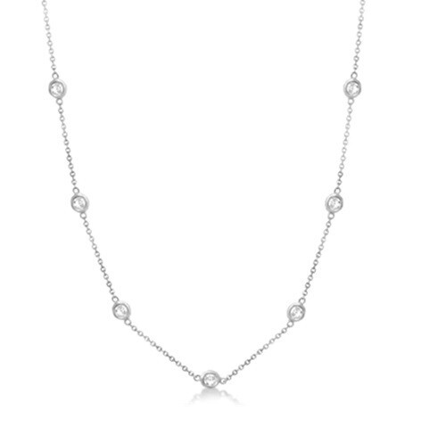 4Ct Round Lab-Created Diamond Bezel Women's 18 in Necklace 14K White Gold Plated - Picture 4 of 8