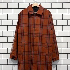 PLEASURES SOUL PLAID TRENCH COAT JACKET ORANGE