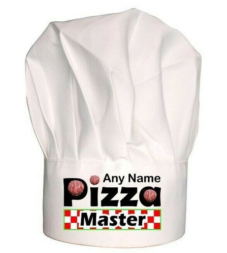 KIDS PERSONALISED Pizza Master Pizza Print Kids Chefs Hat / Apron Gift Set - Picture 4 of 6