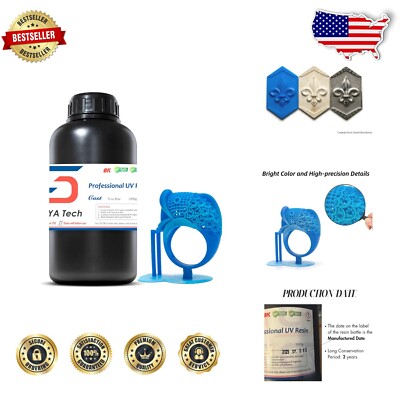Castable 3D Printer Resin - True Blue, Easier Burn & High Resolution for Jewelry