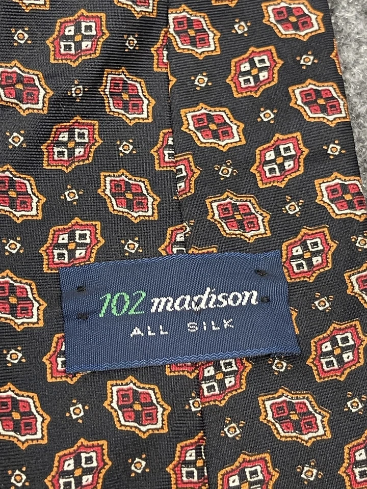 "Corbata corta Madison 102 para hombre toda seda cachemira floral usada en excelente estado con:4 L:54"" corta N37" Foto 3 de 4