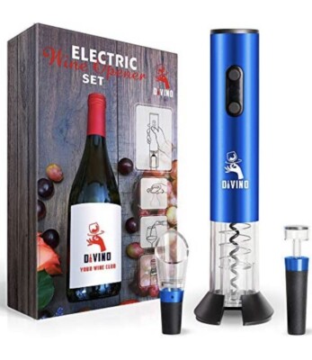 DIVINO Rechargeable Electric Wine Opener Set Durable Automatic Wine Opener- Blue