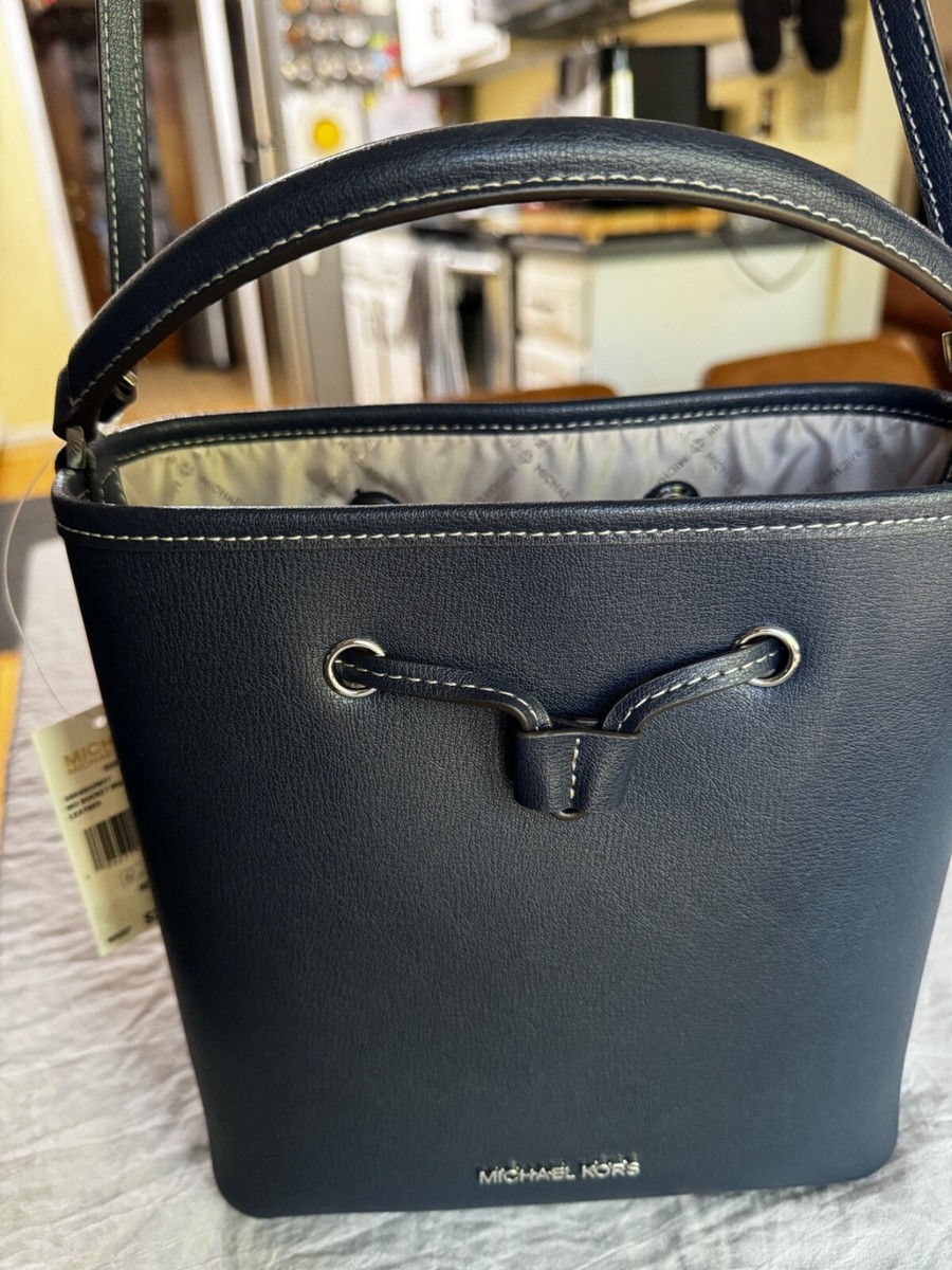 NEW Michael Kors Suri Blue Signature Medium Bucket Messenger Bag 