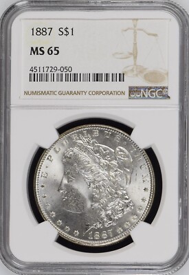 1887 Morgan Silver $1 NGC MS 65 BX5-8 BB | eBay