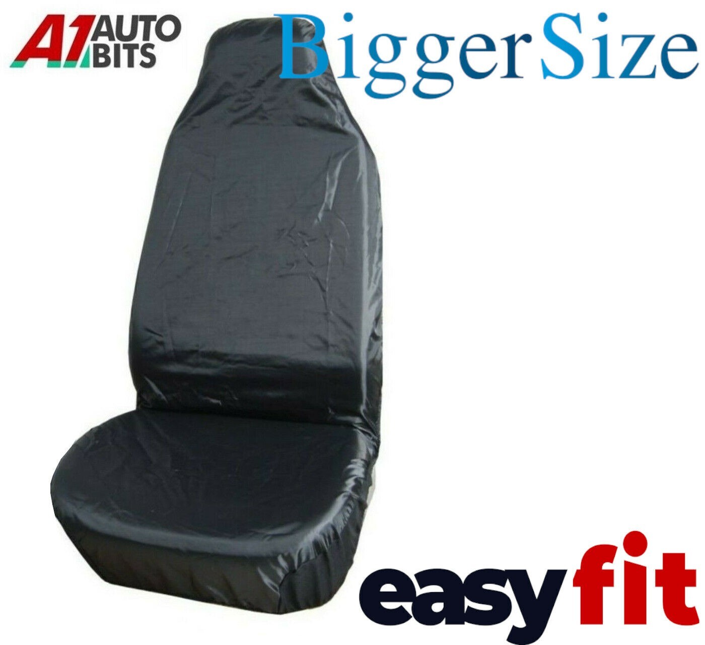 Front 1X Large Black Car Seat Covers Waterproof Protector For Fiat seat Volvo HQ