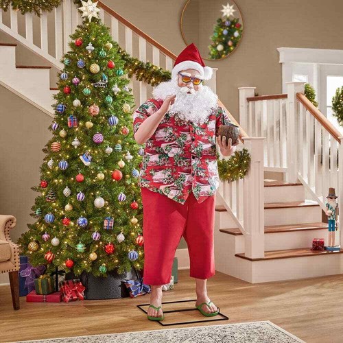 Home Accents Holiday 6 Ft. Christmas Animated Beach Santa Spreads