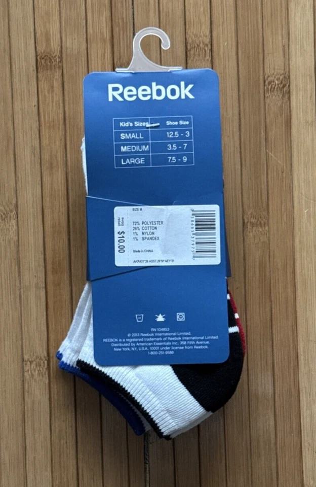 Novas meias infantis REEBOK acolchoadas corte baixo médias 3,5-7 - Imagem 3 de 3