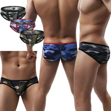 1X/3Pack Camouflage Men Low-Rise Underwear Briefs Shorts Bulge U-Pouch Underpant