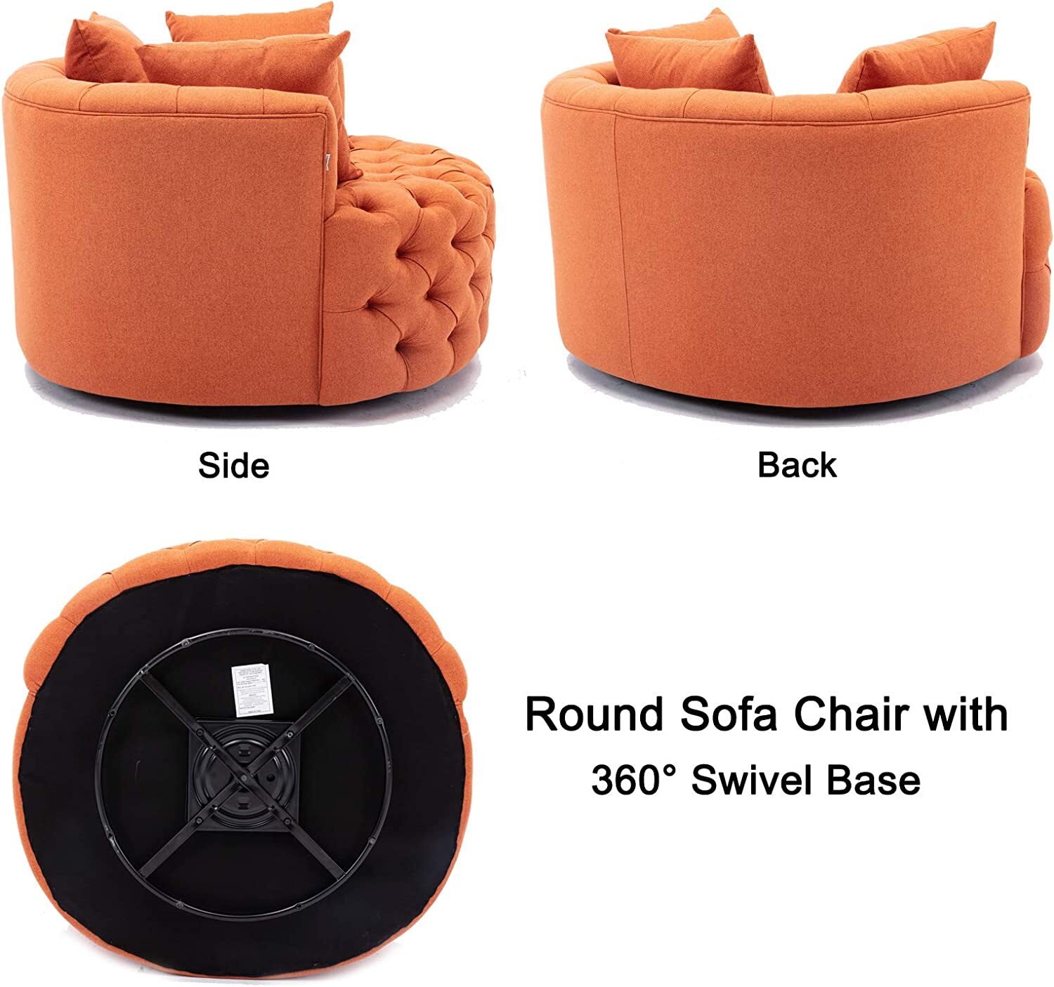 Modern Swivel Accent Barrel Chairs Single Sofa Lounge Armchairs For Living Room