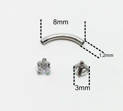 BlackAmazement - Orecchino a forma di geco per trago, in acciaio inossidabile 316L con zirconia CZ argento chiaro , da donna