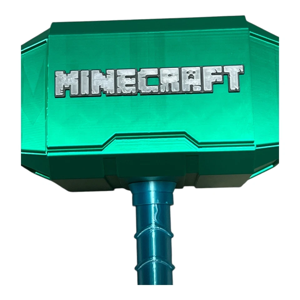Minecraft Thor Hammer - utilería de pantalla de tamaño natural impresa en 3D para jugadores y fanáticos Foto 3 de 4