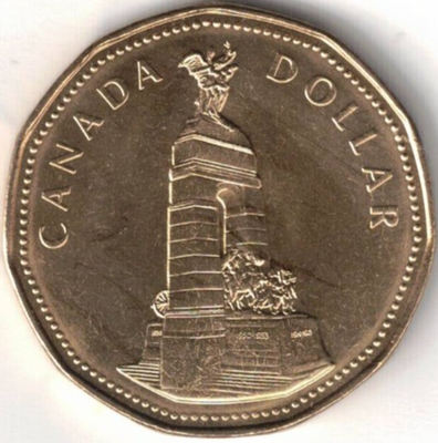 1994 Canadian Uncirculated Commemorative War Memorial One Dollar