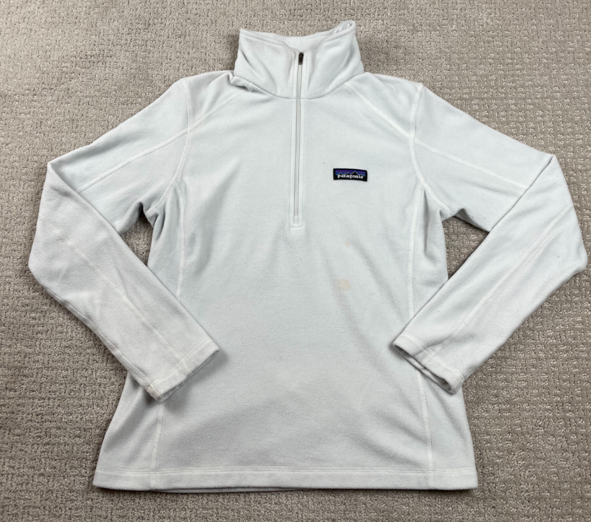 Patagonia Jacket Womens S White Micro D Fleece 1/4 Zip Pullover HIking Outdoors