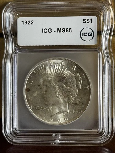 1922 Peace $1 Silver Dollar S-1 ICG MS65