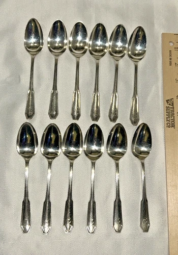 12 Vintage STERLING SILVER TEA SPOONS 5 ¾ inches, 8.8 oz. R. Wallace & Sons Nice