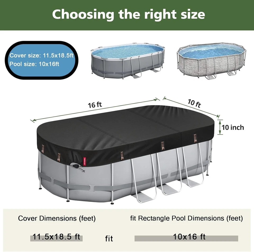 Black Polyester Oval Pool Cover - Lock-in Design - Image 4 of 4