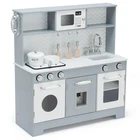 Pretend Play Kitchen Wooden Toy Set for Kids w/ Realistic Light & Sound