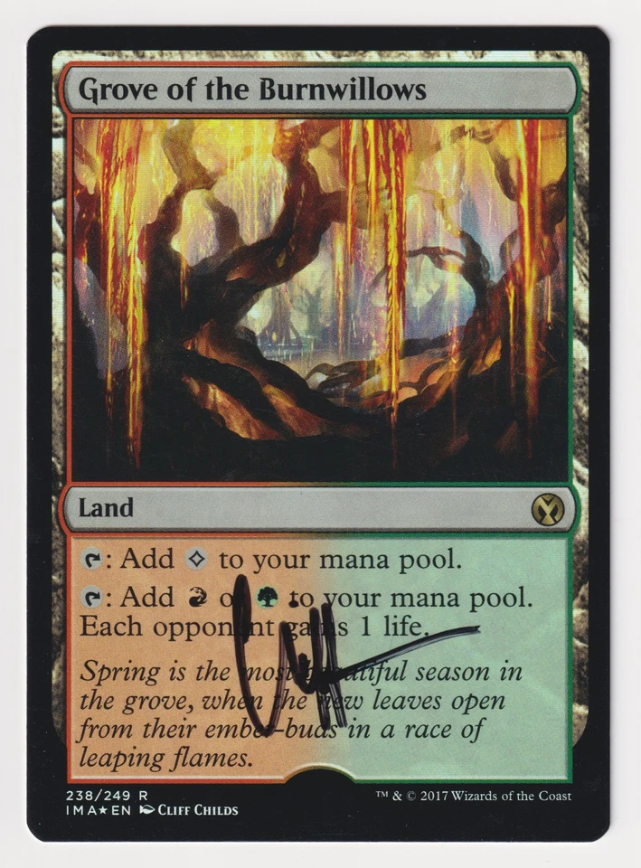 Signed FOIL Grove of the Burnwillows Proof Sketch MP Artist Cliff Childs MTG AP! - Image 2 of 2