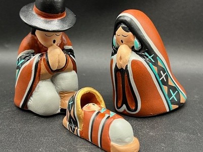 Set of 3 Whtiefeather Studios Native American Nativity Figurines Lot of 3 VGC
