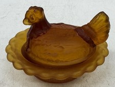 Mini Chick Salt Cellar - Amber Satin - Mosser Glass Usa Mini Chick Salt Cellar - Amber Satin - Mosser Glass Usa