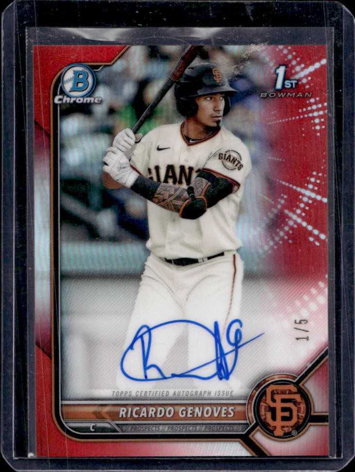 2022 Bowman Ricardo Genoves Chrome Auto 1st Red Refractor #1/5 Giants