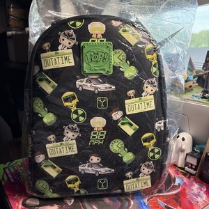 Loungefly Black Backpack with Green Neon Pop! Back to the Future Pattern EXCLUSIVE DROP: Loungefly Back To The Future DeLorean Light  main image 4