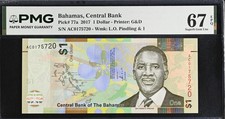 Bahamas 1 Dollar 2017 P 77 a Superb Gem UNC PMG 67 EPQ
