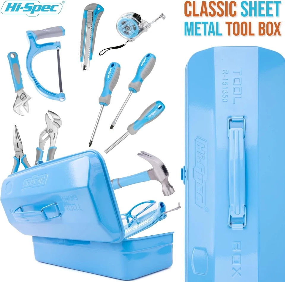 Hi-Spec Blaues Werkzeugset für Anfänger – Metall Werkzeugkoffer für Kinder - Bild 4 von 4