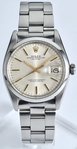 Rolex Oyster Perpetual Date 1981 Box & Papers Ref 1500 Vintage Watch, 34mm