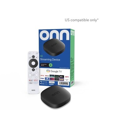 onn 4K Streaming Device, Google TV - Fast Streaming, Ultra HD, 8GB Storage, 2GB