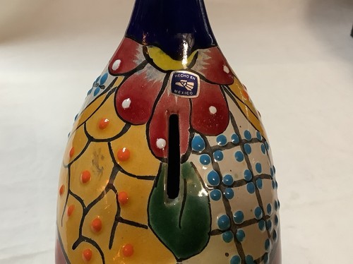 TALAVERA MEXICAN POTTERY CAT COIN BANK 10”T - Picture 6 of 7