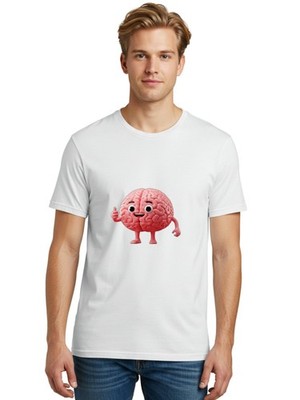 Smiling-Brain Mens Graphic Tee, 100% Cotton, Casual Summer Wear