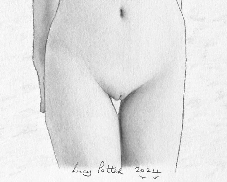 FIGURA DESNUDA FEMENINA Original Grafito Y Carbón DIBUJO Por Artista Lucy Potter Foto 4 de 4