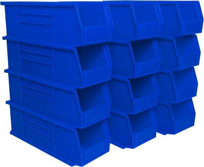 12Pack Akro-Mils 30234 AkroBins Plastic Storage Bins,Space-Saving Stackable Bins