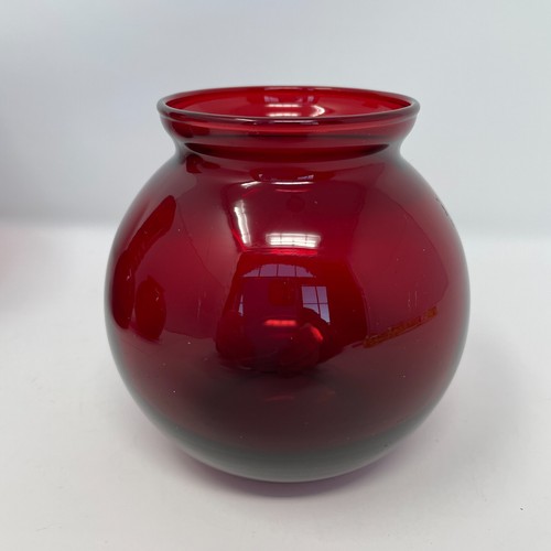 Vintage Anchor Hocking Royal Ruby Red Glass Flower Vases Set of 3 MCM 1-6", 2-4" - Picture 14 of 20