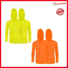 2pcs Hi Vis High Visibility TShirt Long Sleeve Safety Work Shirts With Hood 518M