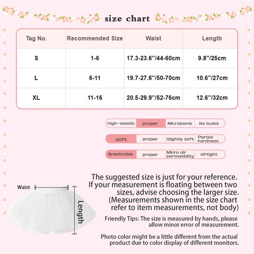 Kids Girls Tulle Layered Ballet Dance Tutu Skirt Elastic Waist Mesh Party Skirts - Picture 14 of 79