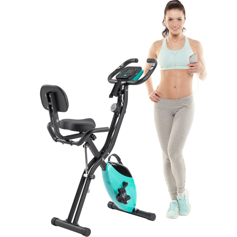 Folding Exercise Bike 8Levels Resistance Adjustable with Four Expansions Degree