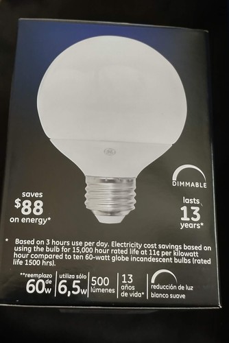Box of 4 GE Globe LED DIMMABLE g25 vanity & pendant Light Bulbs 37945 - Picture 2 of 5
