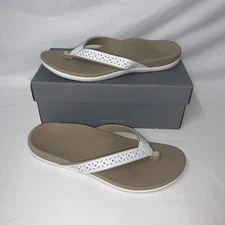 Vionic Tide Perf White Leather Sandals Size 12