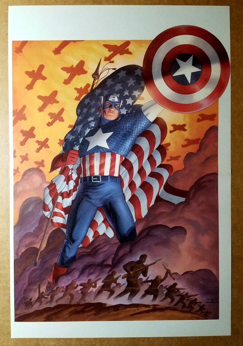 Captain America Fight for Freedom Flag Soliders Marvel Poster by