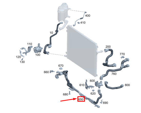 MERCEDES-BENZ C W206 Engine Coolant Hose A2065013500